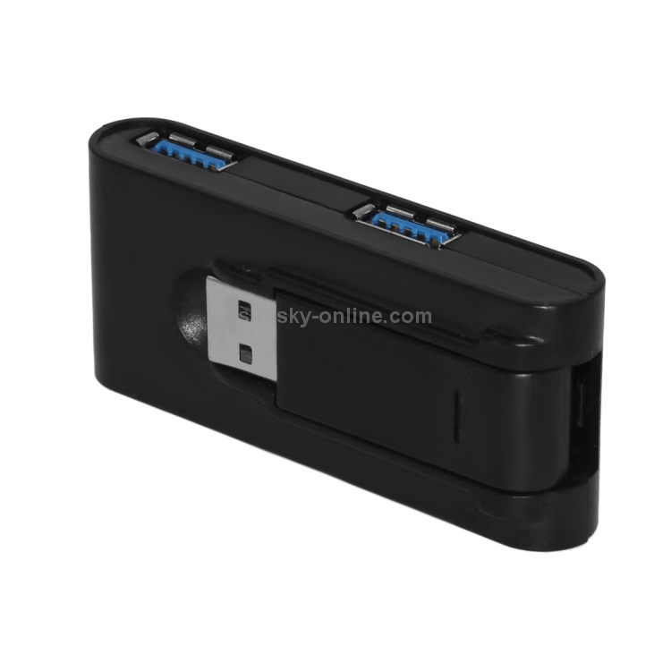 Divisor de 4 puertos USB plegable con concentrador USB 3.0 giratorio de 180 grados (negro) - 2