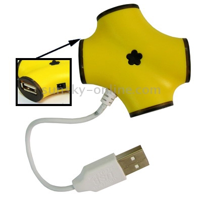Concentrador USB 2.0 de 4 puertos (amarillo) - 1