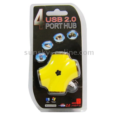 Concentrador USB 2.0 de 4 puertos (amarillo) - 2