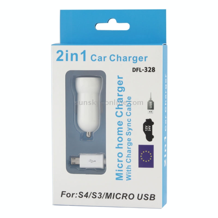 2 in 1 (Car Charger + Micro 5 Pin USB Sync Cable) Travel Kit for Galaxy S6 / S IV / S III / Note II / Grand Trend Duos / Premier, HTC One / M7 / X920e, Nokia Lumia 920, Sony Xperia Series etc, EU Plug 2 in 1 (Car Charger + Micro 5 Pin USB Sync Cable) Travel Kit for Galaxy S6 / S IV / S III / Note II / Grand Trend Duos / Premier, HTC One / M7 / X920e, Nokia Lumia 920, Sony Xperia Series etc, EU Plug