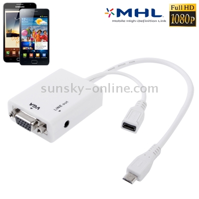 MHL Micro USB to VGA Adapter Cable with Stereo Audio Output, Support HD