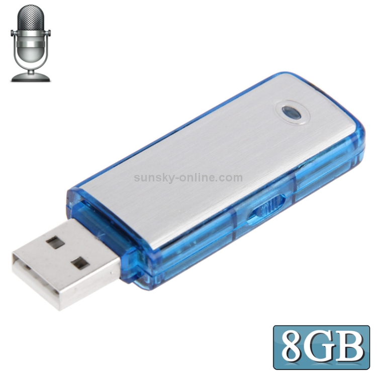 Grabadora de voz USB + Disco flash USB de 8GB (Azul) - 1