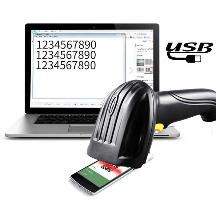 Escáner de código de barras de mano láser USB (XYL-810), negro - B1