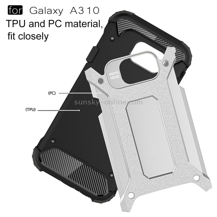 For Galaxy A3 (2016) / A310 Tough Armor TPU + PC Combination Case(Silver)