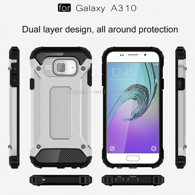For Galaxy A3 (2016) / A310 Tough Armor TPU + PC Combination Case(Silver)