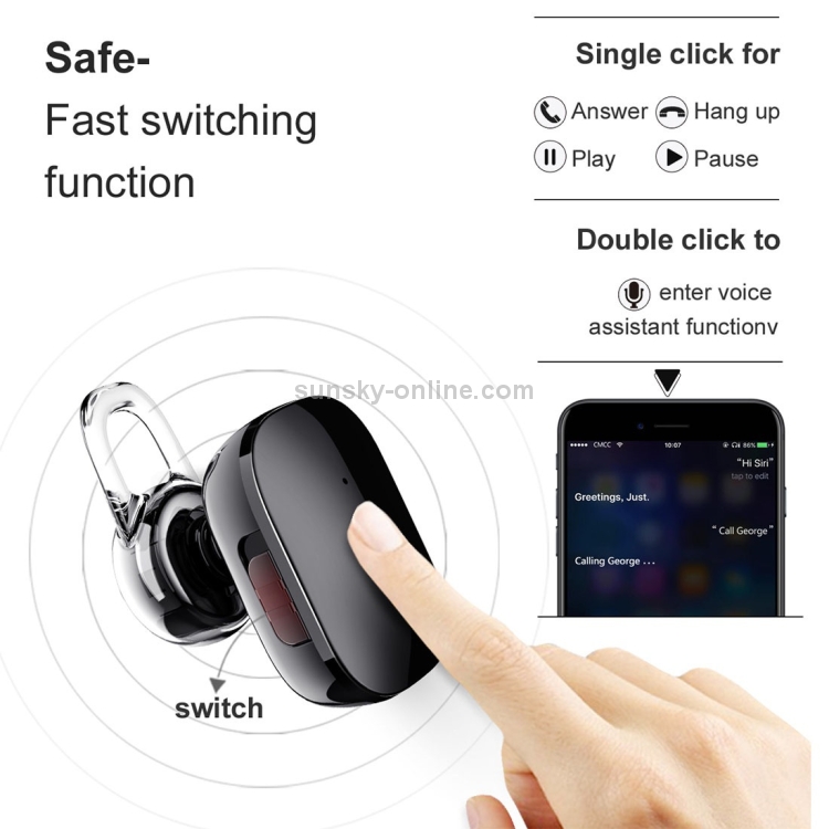 Baseus Encok A02 One-sided Touch Control Wireless Bluetooth In-Ear Plating Earphone, Support Answer / Hang Up Calls Baseus Encok A02 One-sided Touch Control Wireless Bluetooth In-Ear Plating Earphone, Support Answer / Hang Up Calls