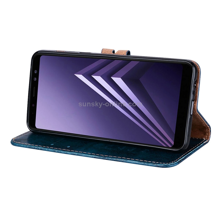 For Galaxy A8 (2018) Business Style Oil Wax Texture Horizontal Flip Leather Case with Holder & Card Slots & Wallet(Blue) For Galaxy A8 (2018) Business Style Oil Wax Texture Horizontal Flip Leather Case with Holder & Card Slots & Wallet(Blue)