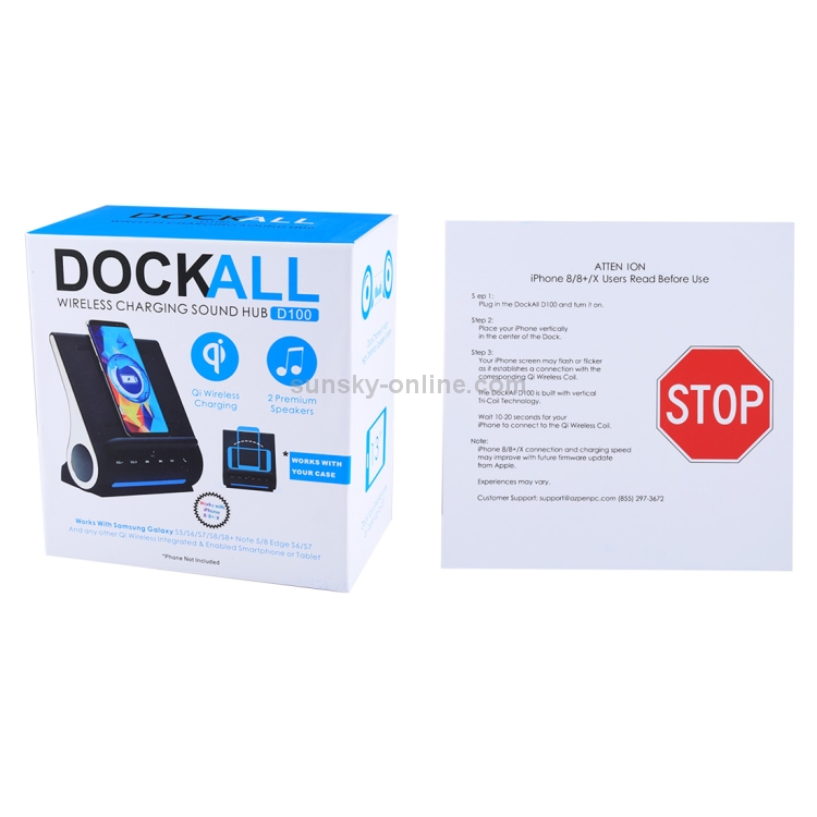 azpen D100 3 in 1 Docking Station + Bluetooth Speaker + QI Wireless Charger, CW6687E Processor, Support TF music Player(Black) azpen D100 3 in 1 Docking Station + Bluetooth Speaker + QI Wireless Charger, CW6687E Processor, Support TF music Player(Black)
