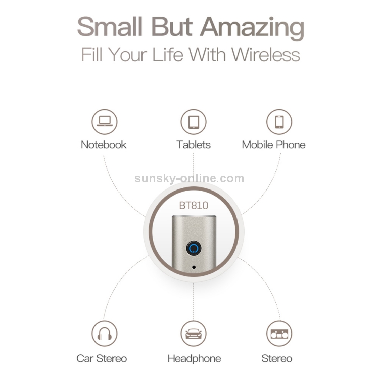 BT810 Bluetooth V4.2+EDR Wireless Bluetooth Transmitter Receiver Music Adapter with 3.5mm Audio Plug & USB Cable(Gold) BT810 Bluetooth V4.2+EDR Wireless Bluetooth Transmitter Receiver Music Adapter with 3.5mm Audio Plug & USB Cable(Gold)
