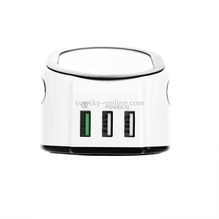 50W 10A 3 USB Ports Quick Charge 3.0 + Qi Standard Wireless Charger for iPhone 8 / 8 Plus / X & Galaxy S7 Edge / S7 / S6 / Note 5, HTC, Sony, Nokia, LG, US Plug(White) 50W 10A 3 USB Ports Quick Charge 3.0 + Qi Standard Wireless Charger for iPhone 8 / 8 Plus / X & Galaxy S7 Edge / S7 / S6 / Note 5, HTC, Sony, Nokia, LG, US Plug(White)