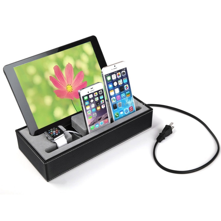 YM-UD07 4 in 1 Leather Casing Multi Device Charging Dock Docking Station Holder YM-UD07 4 in 1 Leather Casing Multi Device Charging Dock Docking Station Holder