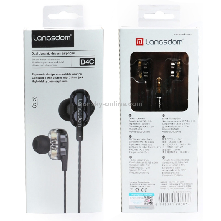 Langsdom Double Moving Coil with Wheat Headset(Black) Langsdom Double Moving Coil with Wheat Headset(Black)