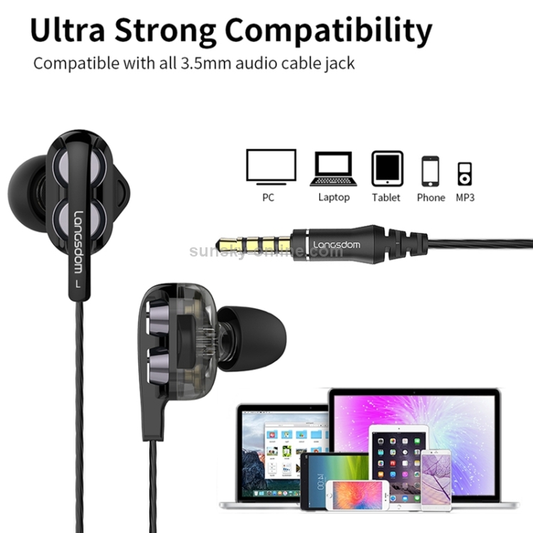 Langsdom Double Moving Coil with Wheat Headset(Black) Langsdom Double Moving Coil with Wheat Headset(Black)