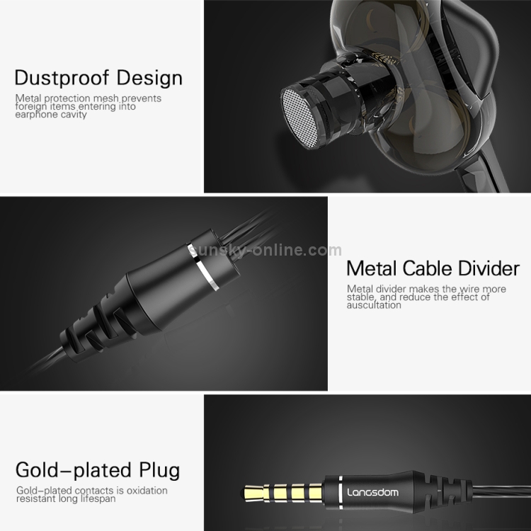 Langsdom Double Moving Coil with Wheat Headset(Black) Langsdom Double Moving Coil with Wheat Headset(Black)