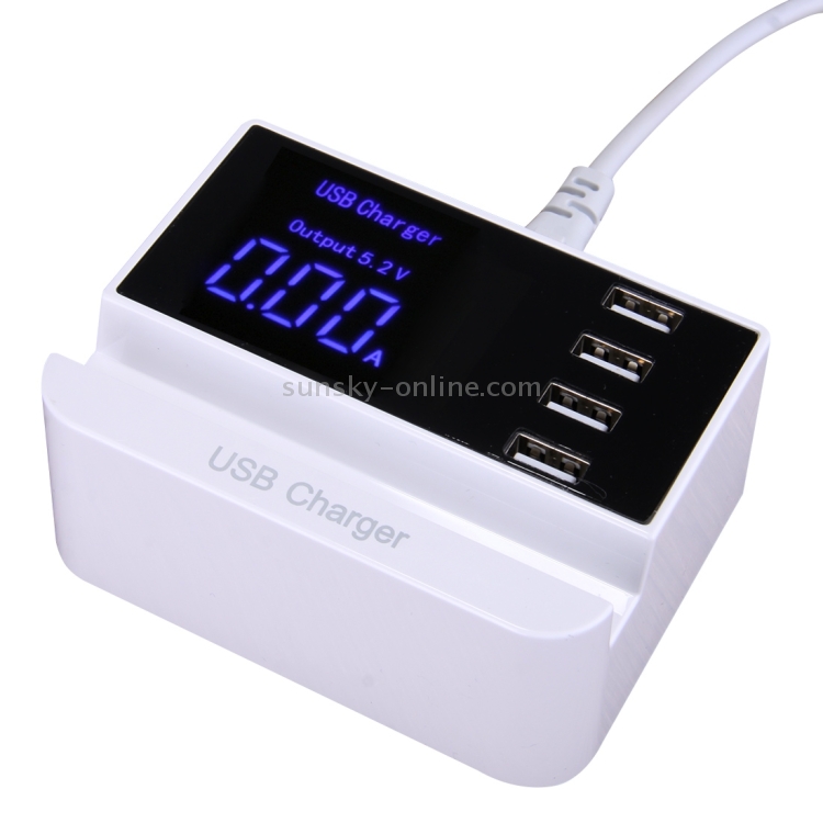 4 USB Ports 3.5A Travel Charger with LCD Screen & Holder Design 4 USB Ports 3.5A Travel Charger with LCD Screen & Holder Design