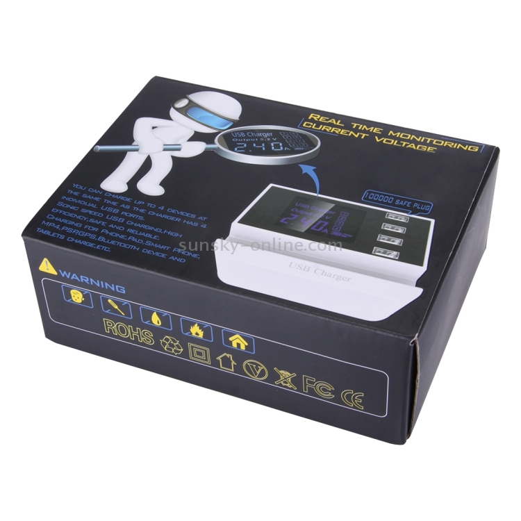 4 USB Ports 3.5A Travel Charger with LCD Screen & Holder Design 4 USB Ports 3.5A Travel Charger with LCD Screen & Holder Design