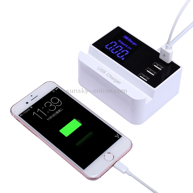 4 USB Ports 3.5A Travel Charger with LCD Screen & Holder Design 4 USB Ports 3.5A Travel Charger with LCD Screen & Holder Design