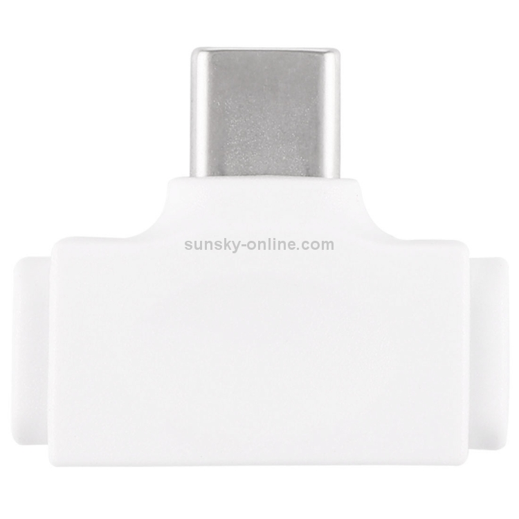 8 Pin Female + Micro USB Female to USB-C / Type-C Male Multi-function Adapter(White) 8 Pin Female + Micro USB Female to USB-C / Type-C Male Multi-function Adapter(White)