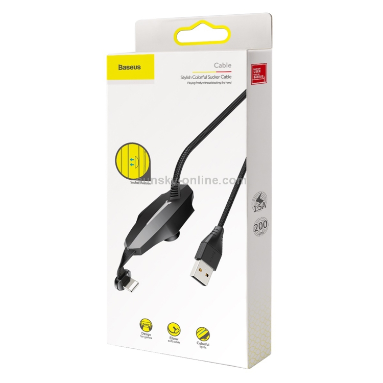 Baseus 1.5A 8 Pin to USB Stylish Colorful Sucker Charging Cable, Length: 2m (Black) Baseus 1.5A 8 Pin to USB Stylish Colorful Sucker Charging Cable, Length: 2m (Black)