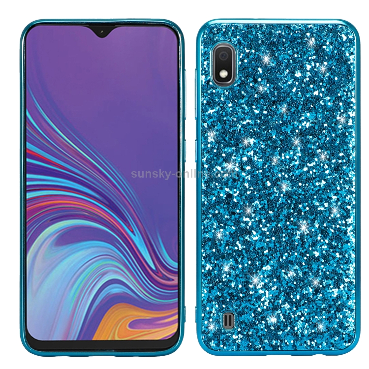 Glittery Powder Shockproof TPU Case for Galaxy A10 (Blue) Glittery Powder Shockproof TPU Case for Galaxy A10 (Blue)