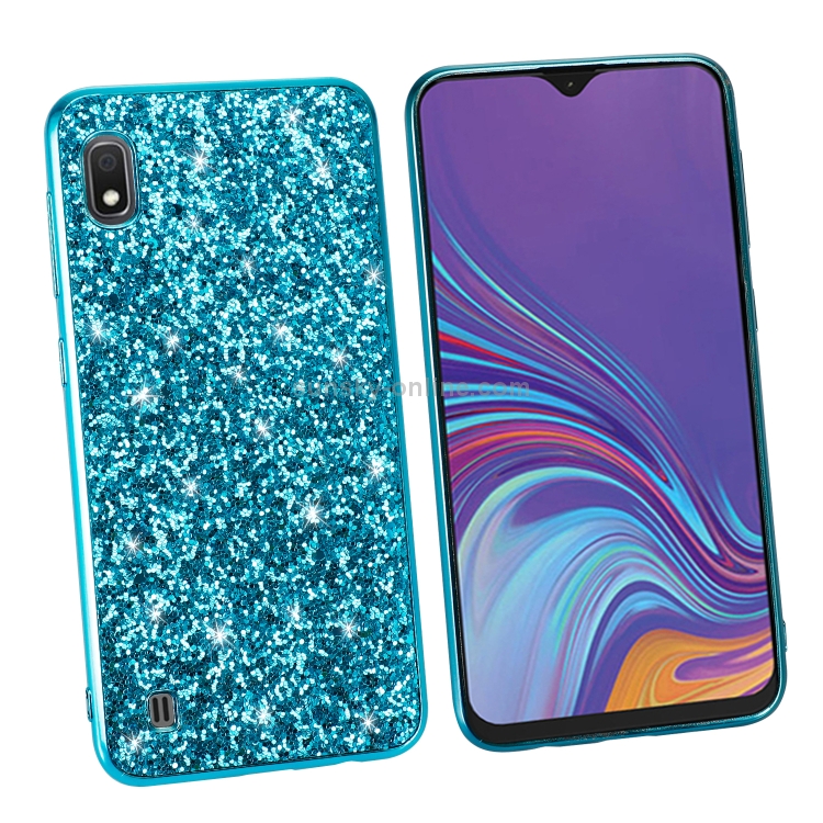 Glittery Powder Shockproof TPU Case for Galaxy A10 (Blue) Glittery Powder Shockproof TPU Case for Galaxy A10 (Blue)