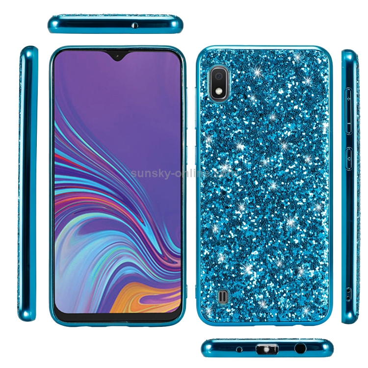 Glittery Powder Shockproof TPU Case for Galaxy A10 (Blue) Glittery Powder Shockproof TPU Case for Galaxy A10 (Blue)