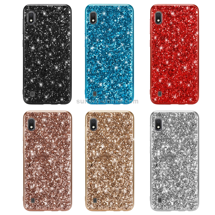 Glittery Powder Shockproof TPU Case for Galaxy A10 (Blue) Glittery Powder Shockproof TPU Case for Galaxy A10 (Blue)
