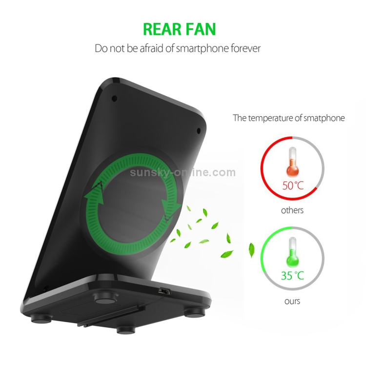 F18 Output 5V 1.2A Qi Standard Wireless Charger, PC+ABS Materials Two Coils Vertical Fast Wireless Charger with Fan F18 Output 5V 1.2A Qi Standard Wireless Charger, PC+ABS Materials Two Coils Vertical Fast Wireless Charger with Fan