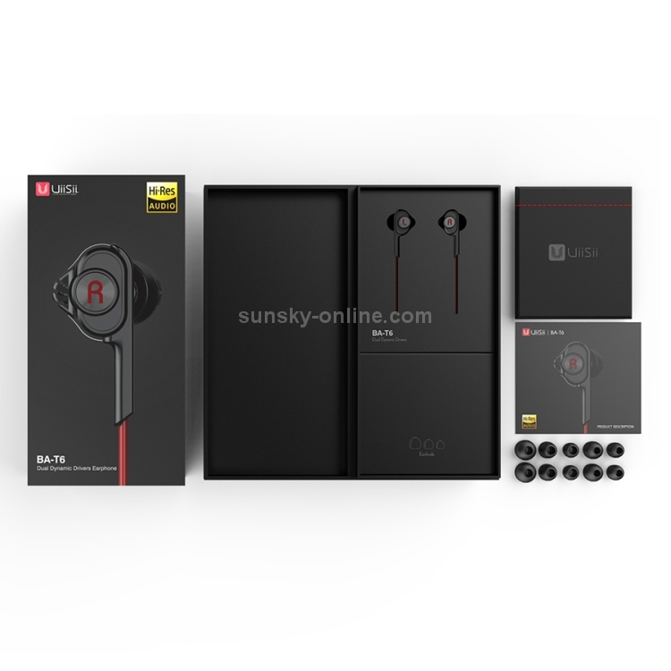 UiiSii T6 Universal Dual Dynamic Drivers HIFI In-Ear Wired Earphone(Red) UiiSii T6 Universal Dual Dynamic Drivers HIFI In-Ear Wired Earphone(Red)