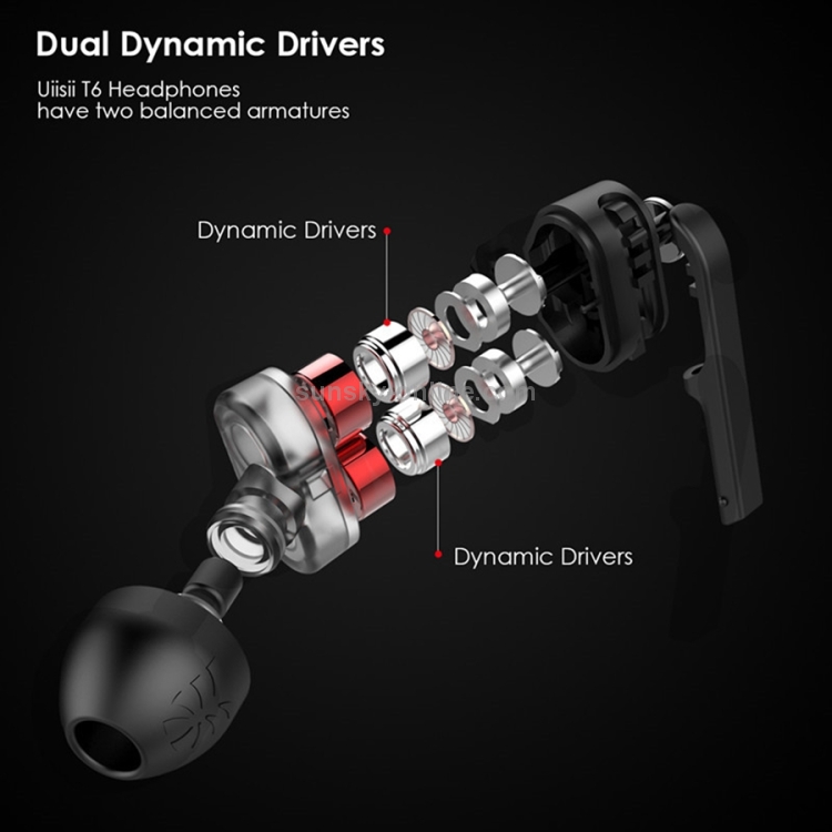 UiiSii T6 Universal Dual Dynamic Drivers HIFI In-Ear Wired Earphone(Red) UiiSii T6 Universal Dual Dynamic Drivers HIFI In-Ear Wired Earphone(Red)