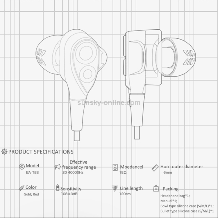 UiiSii BA-T8S Universal HIFI Moving Coil + Moving Iron Horn Drivers In-Ear Earphone(Black) UiiSii BA-T8S Universal HIFI Moving Coil + Moving Iron Horn Drivers In-Ear Earphone(Black)