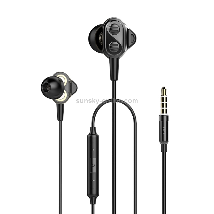 UiiSii DT800 Universal HIFI Double Moving Iron + Double Moving Coil Drivers In-Ear Earphone (Black)
