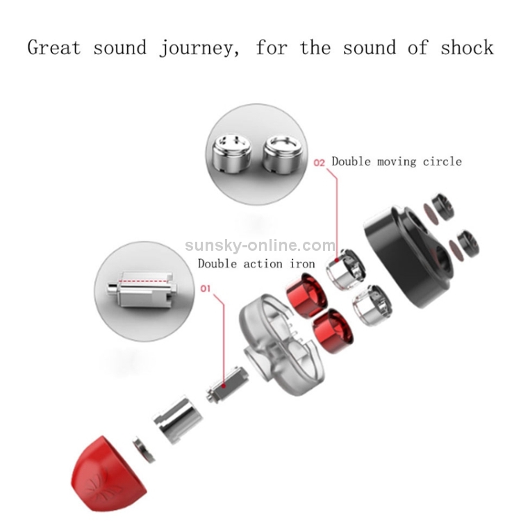 UiiSii DT800 Universal HIFI Double Moving Iron + Double Moving Coil Drivers In-Ear Earphone (Black)