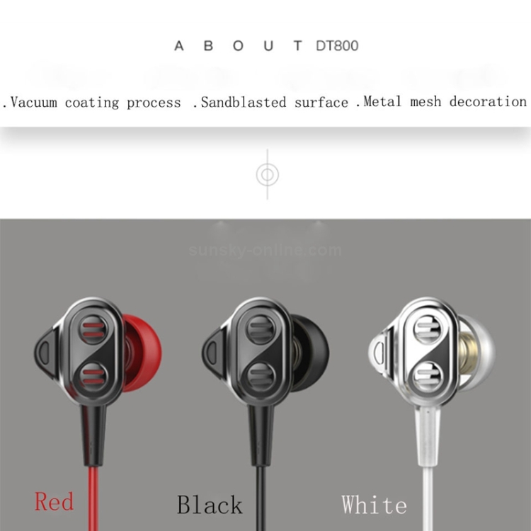 UiiSii DT800 Universal HIFI Double Moving Iron + Double Moving Coil Drivers In-Ear Earphone (Black)