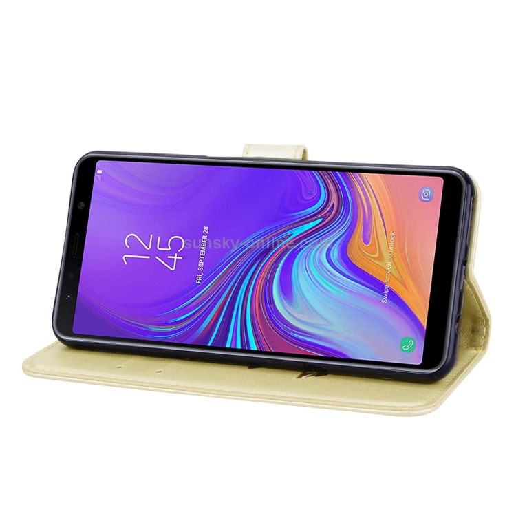 Rose Embossed Horizontal Flip PU Leather Case for Samsung Galaxy A7 (2018) , with Holder & Card Slots & Wallet (Gold) Rose Embossed Horizontal Flip PU Leather Case for Samsung Galaxy A7 (2018) , with Holder & Card Slots & Wallet (Gold)