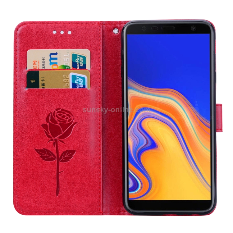 Rose Embossed Horizontal Flip PU Leather Case for Samsung Galaxy J4 Plus, with Holder & Card Slots & Wallet (Red) Rose Embossed Horizontal Flip PU Leather Case for Samsung Galaxy J4 Plus, with Holder & Card Slots & Wallet (Red)