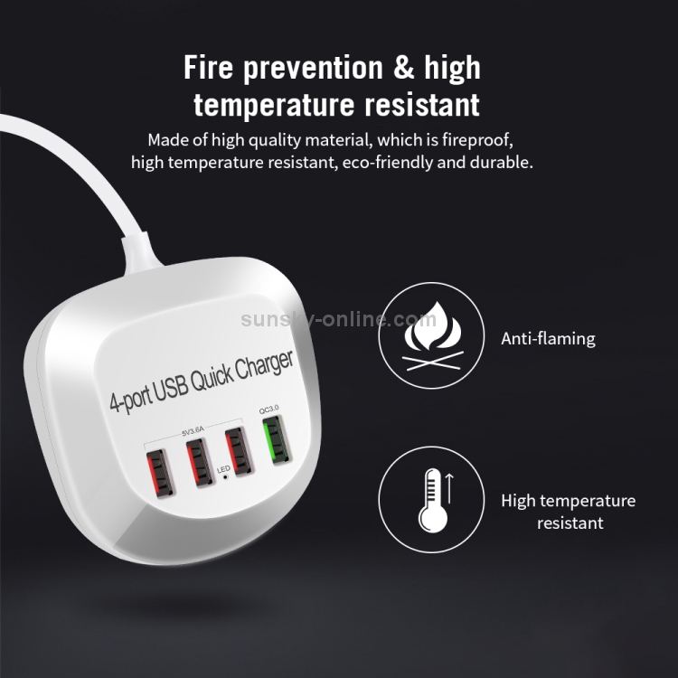 WLX-T3+ 4 Ports Smart Quick Charging USB Travel Charger Power Adapter, AU Plug WLX-T3+ 4 Ports Smart Quick Charging USB Travel Charger Power Adapter, AU Plug