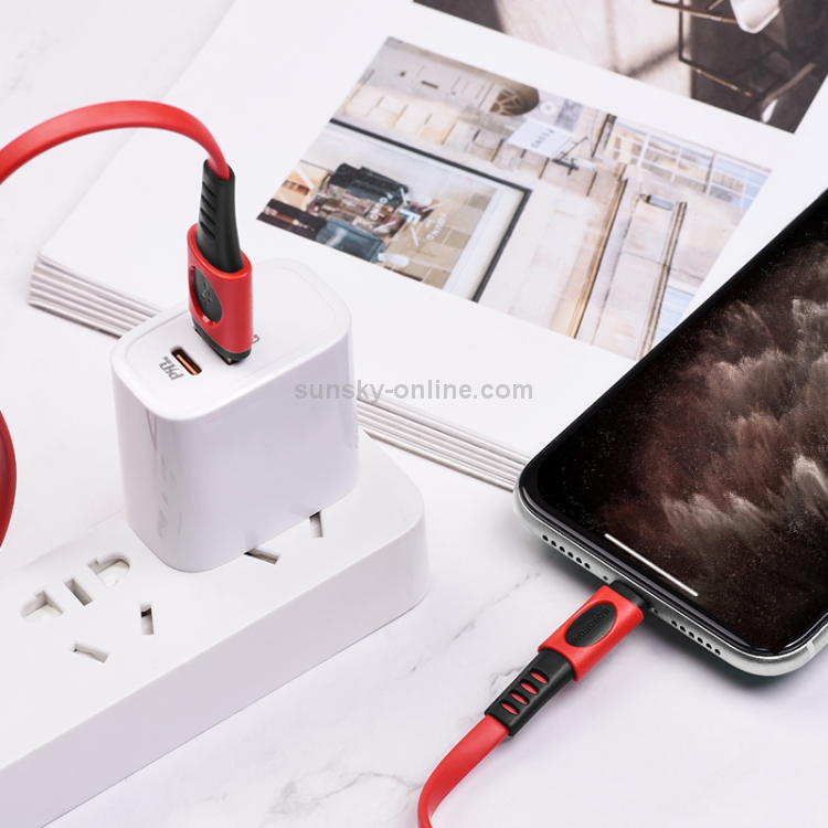 Borofone BX35 1m 2.4A Max Output USB to 8 Pin Carib Charging Data Cable(Red) Borofone BX35 1m 2.4A Max Output USB to 8 Pin Carib Charging Data Cable(Red)