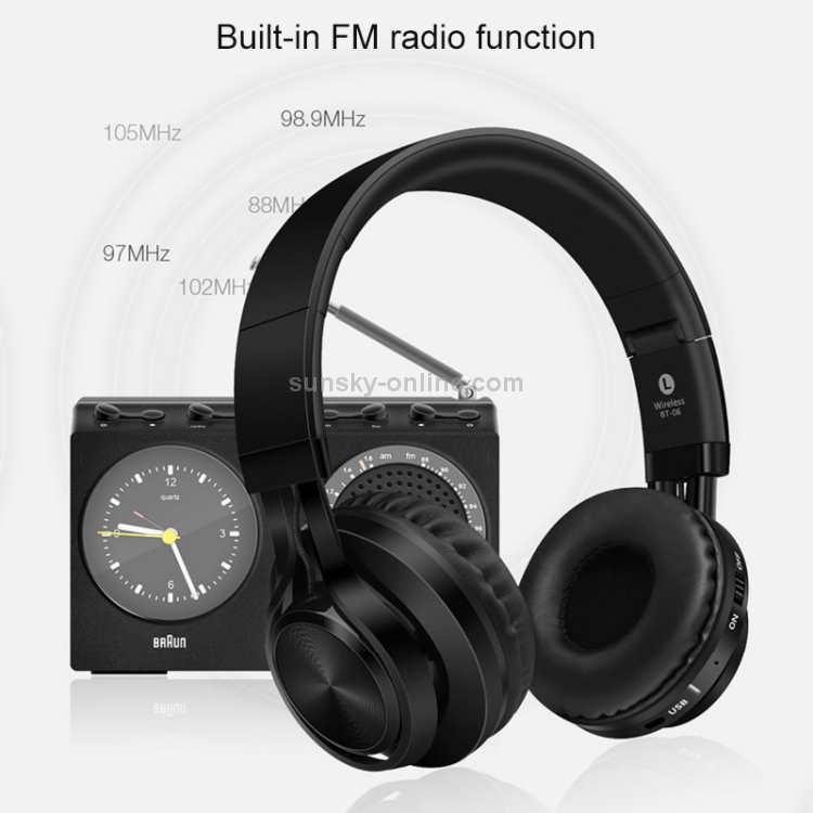 BT-06 Over-Ear Wireless Headphones Adjustable Foldable Bluetooth Headset with Mic(Black Blue) BT-06 Over-Ear Wireless Headphones Adjustable Foldable Bluetooth Headset with Mic(Black Blue)