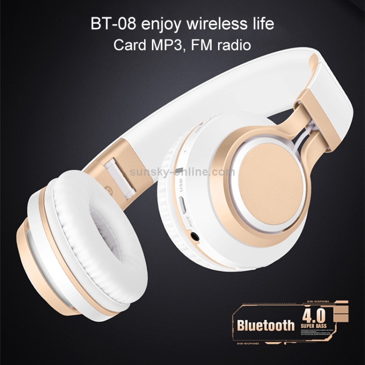 BT-08 Over-Ear Wireless Headphones Adjustable Foldable Bluetooth Headset with Mic(Black Grey) BT-08 Over-Ear Wireless Headphones Adjustable Foldable Bluetooth Headset with Mic(Black Grey)