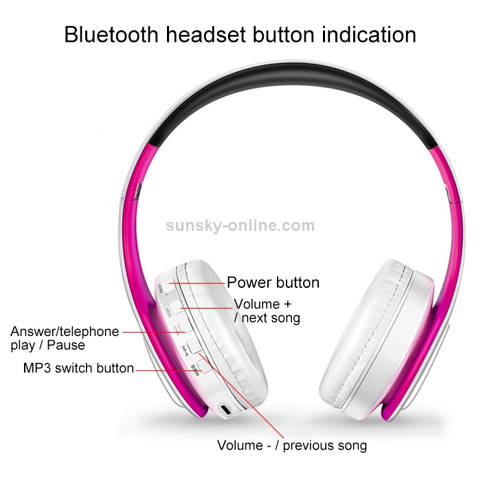 LPT660 Wireless Folding Sports Stereo Music Bluetooth Phones Earphones Support TF Card (Rose Red) LPT660 Wireless Folding Sports Stereo Music Bluetooth Phones Earphones Support TF Card (Rose Red)