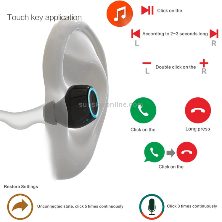 V5 Bluetooth Earphone TWS Wireless Headset Bluetooth 5.0 Handsfree Sport Earphones with Charging Box(Black) V5 Bluetooth Earphone TWS Wireless Headset Bluetooth 5.0 Handsfree Sport Earphones with Charging Box(Black)