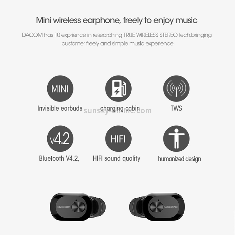 Dacom K6H Mini Stereo Bluetooth Earbuds Buds In-ear Earphone with Charging Box (Black) Dacom K6H Mini Stereo Bluetooth Earbuds Buds In-ear Earphone with Charging Box (Black)