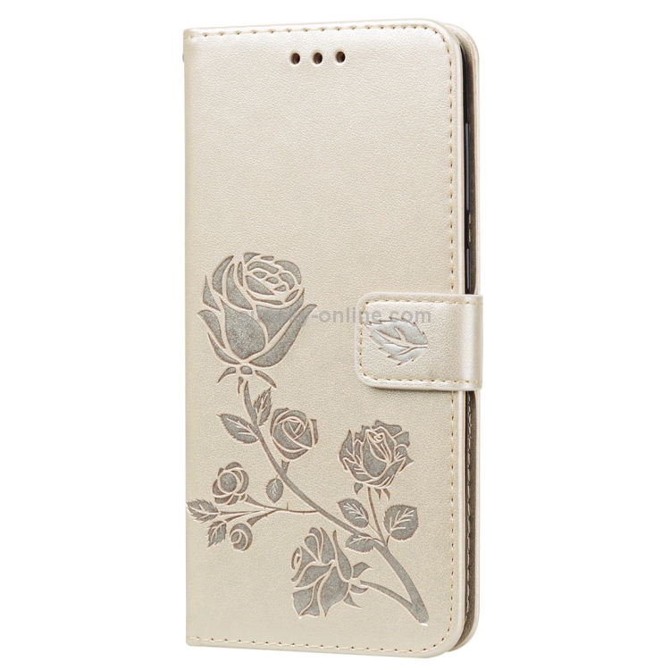 Rose Embossed Horizontal Flip PU Leather Case for Galaxy A50, with Holder & Card Slots & Wallet (Gold) Rose Embossed Horizontal Flip PU Leather Case for Galaxy A50, with Holder & Card Slots & Wallet (Gold)