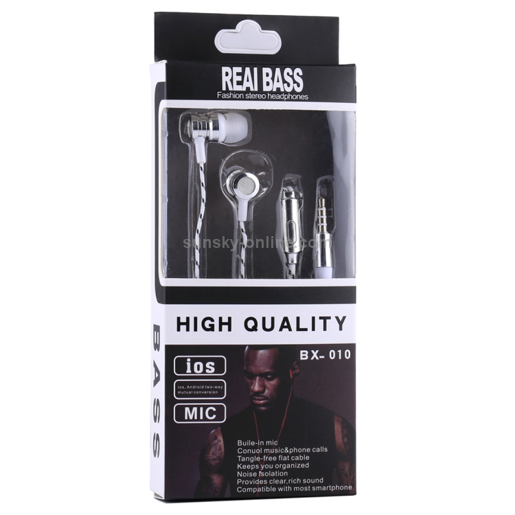 BX-010 1.2m Bass Stereo Sound In-ear Wire Control Sports Earphone with Mic BX-010 1.2m Bass Stereo Sound In-ear Wire Control Sports Earphone with Mic