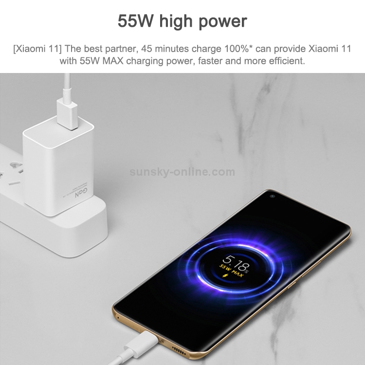 Chargeur Xiaomi USB Fast Charge (65W) MDY-11-ED Blanc Origine