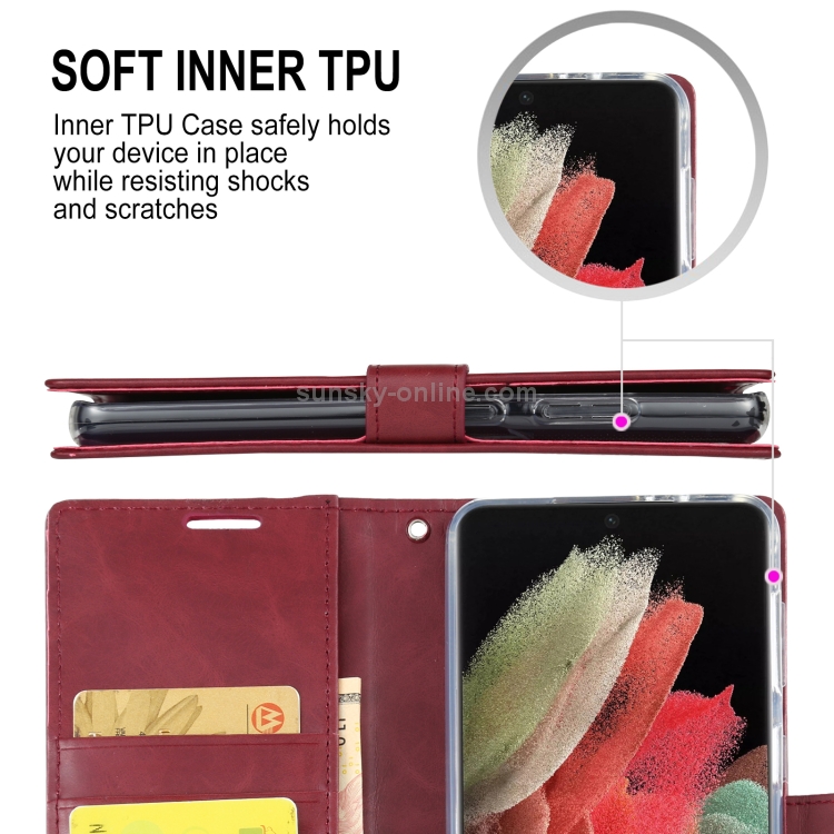 For Samsung Galaxy S21+ 5G GOOSPERY BLUE MOON Crazy Horse Texture Horizontal Flip Leather Case With Bracket & Card Slot & Wallet(Red) For Samsung Galaxy S21+ 5G GOOSPERY BLUE MOON Crazy Horse Texture Horizontal Flip Leather Case With Bracket & Card Slot & Wallet(Red)