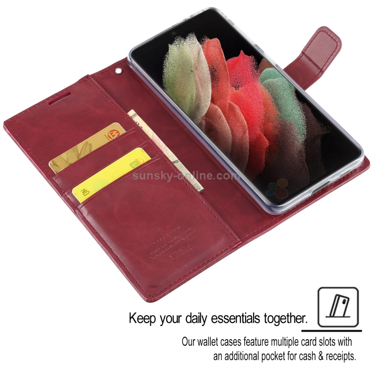 For Samsung Galaxy S21+ 5G GOOSPERY BLUE MOON Crazy Horse Texture Horizontal Flip Leather Case With Bracket & Card Slot & Wallet(Red) For Samsung Galaxy S21+ 5G GOOSPERY BLUE MOON Crazy Horse Texture Horizontal Flip Leather Case With Bracket & Card Slot & Wallet(Red)