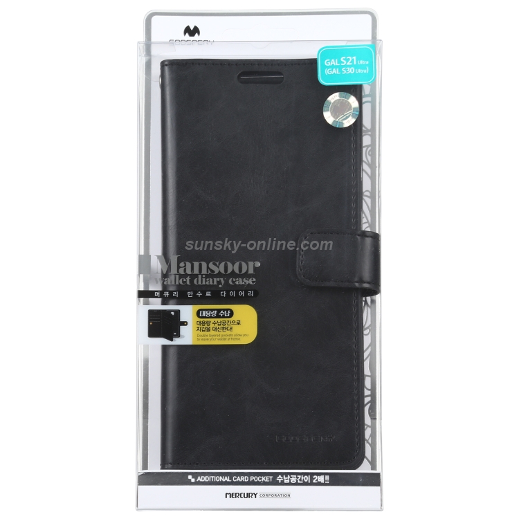 For Samsung Galaxy S21 Ultra 5G GOOSPERY Mansoor Series Crazy Horse Texture Horizontal Flip Leather Case With Bracket & Card Slot & Wallet(Black) For Samsung Galaxy S21 Ultra 5G GOOSPERY Mansoor Series Crazy Horse Texture Horizontal Flip Leather Case With Bracket & Card Slot & Wallet(Black)