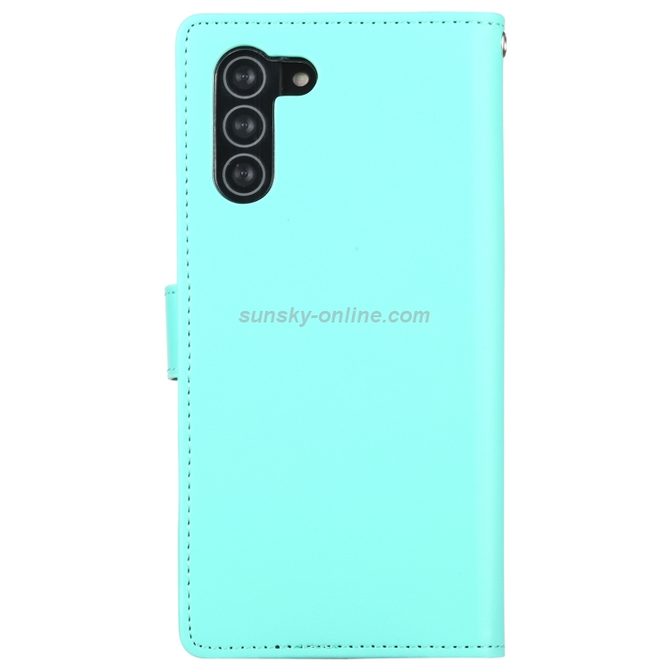 For Samsung Galaxy S21+ 5G GOOSPERY RICH DIARY PU + TPU Crazy Horse Texture Horizontal Flip Leather Case with Card Slots & Wallet (Mint Green)